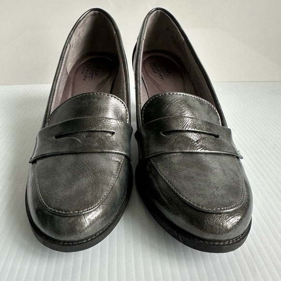 Life Stride Gray Patent Leather Oxford Heel Pump Memory Foam Comfortable Work - Picture 1 of 10